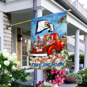 West Virginia Take Me Home Country Roads Red Truck Flag MLH1684Fv1