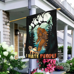 Bigfoot and Pug Hate People Flag NTB89Fv1