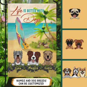 Personalized Life Is Better With Dogs Flag TRN1009FCT