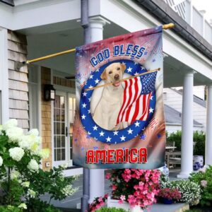 Yellow Labrador Retriever God Bless America Independence Day Flag