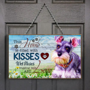 Schnauzer Home Rectangle Wooden Sign LHA1654WD