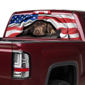 Chocolate Labrador Retriever. American Patriot Rear Window Decal THH2903CDv4