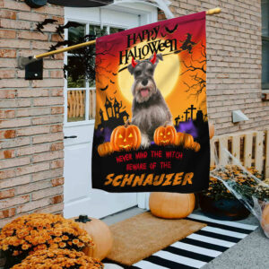 Halloween Flag Never Mind The Witch Beware Of The Schnauzer Flag TRL1227F