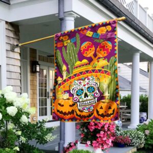 Sugar Skull Flag Flagwix™ Día De Los Muertos Halloween Flag MBH105F