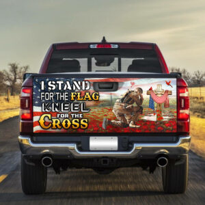 Stand Flag Kneel Cross Truck Tailgate Decal Sticker Wrap NTB137TD