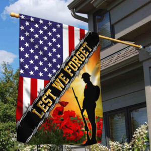 Remembrance Day Flag Poppy. Lest We Forget. American Veteran Flag THB3281Fv1