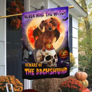 Halloween Dachshund Flag Flagwix™ Beware Of The Dachshund Flag DBD2796Fv3
