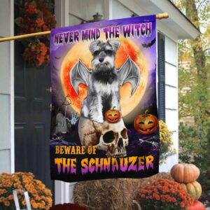 Halloween Schnauzer Flag Flagwix™ Never Mind The Witch Beware Of The Schnauzer Flag DBD2796Fv6