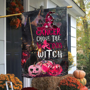 Breast Cancer Awareness Halloween Flagwix™ Chose The Wrong Witch Flag LHA1704F