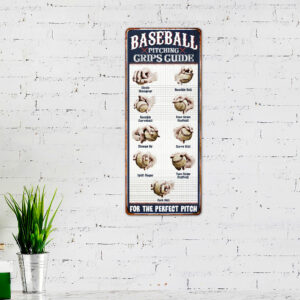 Baseball Pitching Grips Hanging Metal Sign LHA1674MS