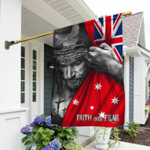 Jesus Flag Jesus Faith Over Fear Australian Flag TRL1254Fv4