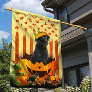 Labrador Retriever Flag Halloween Black Labrador Pumpkin Decor QNK847Fv1