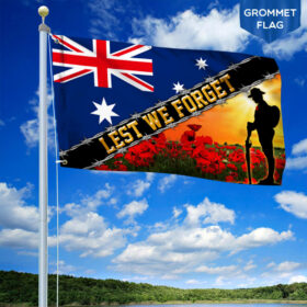 Anzac Day New Zealand Lest We Forget Grommet Flag LHA1748GFv2