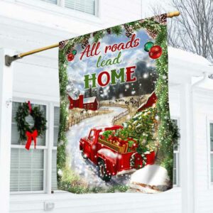 Christmas  Flag Red Truck All Roads Lead Home DBD2884F