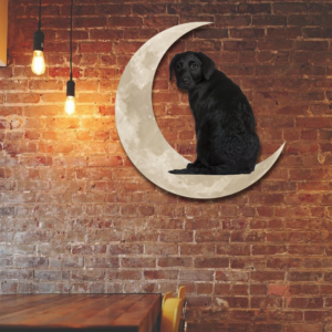 Black Labrador Retriever And Moon Hanging Metal Sign QNK879MSv1