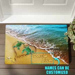 Personalized Turtle Couple Beach Doormat THB3299DMCT