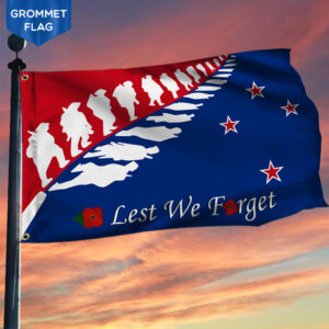 Anzac Day Grommet Flag New Zealand Lest We Forget LHA1748GF