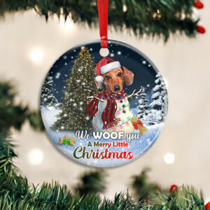 Dachshund Circle Ceramic Ornament We Woof You A Merry Little Christmas DBD2924Ov1