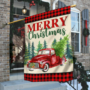 Merry Christmas Red Truck Flag TRL1335F