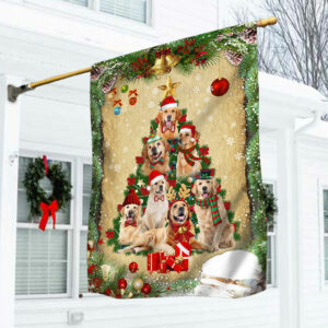 Christmas Golden Retriever Tree Flag LHA1794Fv2