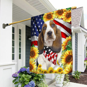 Basset Hound America Sunflower Flag LHA1820Fv1