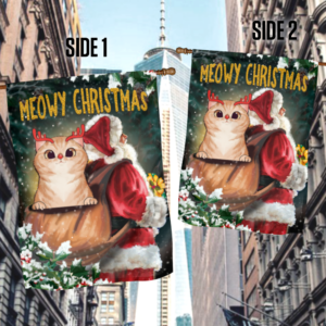 Personalized Cat Christmas Flag Meowy Christmas ANL246FCT