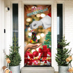 Christmas Door Cover - Give Black Cat Dog NTT19Dv3