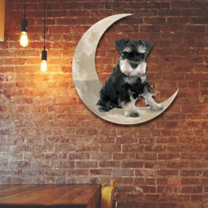 Miniature Schnauzer Dog And Moon Hanging Metal Sign QNK879MSv15