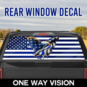 The Thin Blue Line. Back The Blue American Eagle Rear Window Decal THB3440CDv1