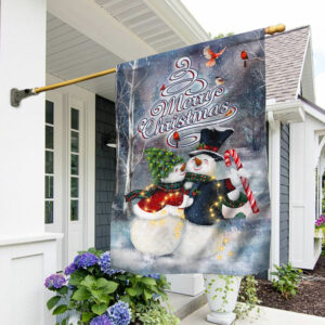 Christmas Snowman Couple Flag Merry Christmas QNK1003F