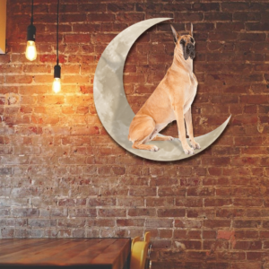 Great Dane Dog And Moon Hanging Metal Sign QNK879MSv34b