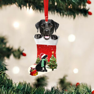 Black Labrador Retriever Christmas Ornament,  Lab In Stocking Ornament QNN605O