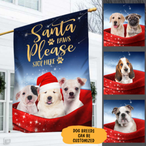 Personalized Flag Santa Paws Please Stop Here Dog Flag TRV1476FCT