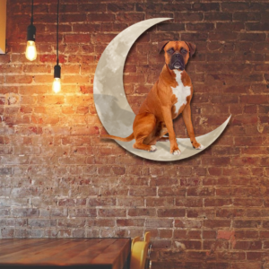Boxer Dog And Moon Hanging Metal Sign QNK879MSv18