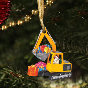 Excavator Heavy Equipment Christmas Ornament Santa Claus Gift QNK599O