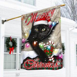 Black Cat Meowy Christmas Flag THH3450F