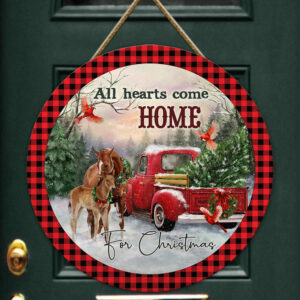 Horse Wooden Sign All Hearts Come Home For Christmas Door Sign TRL1509WD