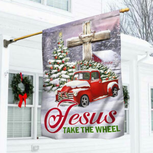 Red Truck Winter Flag Jesus Take The Wheel DDH2996F