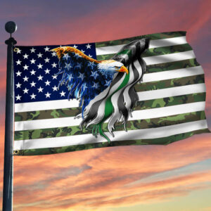 The Thin Green Line Flag U.S. Military American Eagle Flag THB3440GFv2n