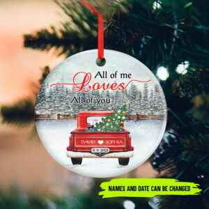 Personalized Ornament. Couple In Love. Christmas Red Truck Ornament THN3554OCT