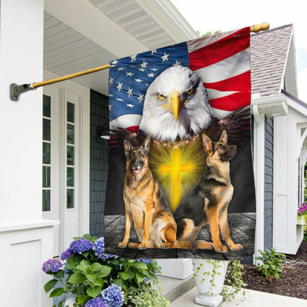 Patriotic German Shepherd Eagle Flag QNK718Fv1