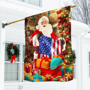 American Christmas Flag Santa Laughing NNT105Fv1