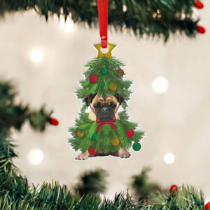 PUG Dog Custom - Shaped Ornament Christmas Tree NTB341Ov1