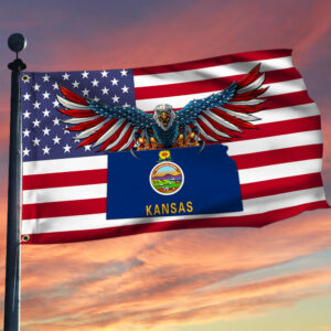 Kansas Flag Kansas American Eagle Grommet Flag TRL1566GFv2