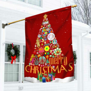 Hippie Christmas Tree Flag Merry Christmas TTV401Fv1
