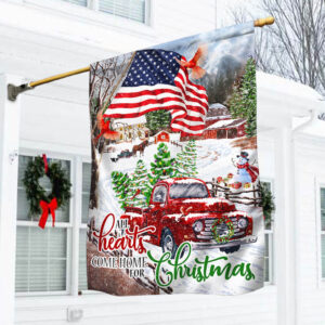 Christmas Cardinals Red Truck Flag THH3516F
