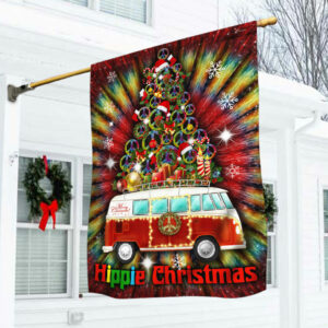 Hippie Christmas Flag | Hippie Bus Peace Sign Christmas Tree DDH2972Fv1