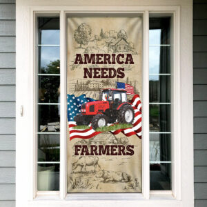 America Needs Farmers. Proud Red Tractor Door Cover MBH239Dv1