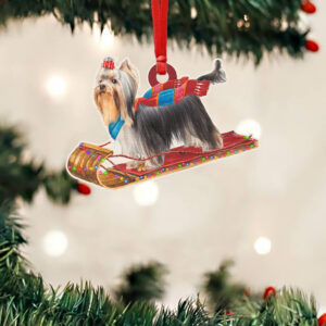 Yorkshire Terrier Dog Christmas Custom - Shaped Ornament Snow NTB383Ov1