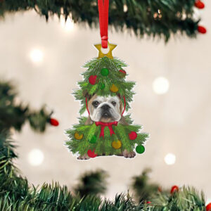 English Bulldog Custom - Shaped Ornament Christmas Tree NTB341Ov2